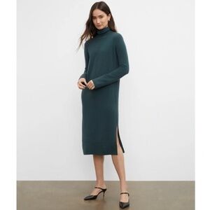 CLUB MONACO 100% Recycled Cashmere Turtleneck Sweater Dress NEW Dark Green M